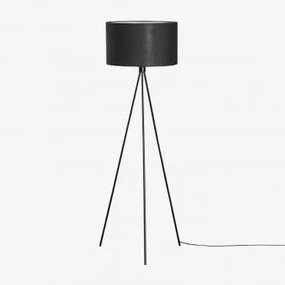 Luminária De Chão Ilena Em Tecido E Ferro Preto - Sklum