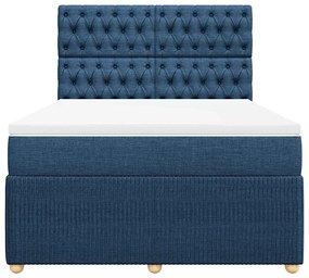 Cama com molas/colchão 140x200 cm tecido azul