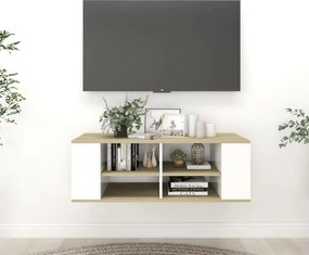 vidaXL Armário de parede para TV 102x35x35 cm branco e carvalho sonoma