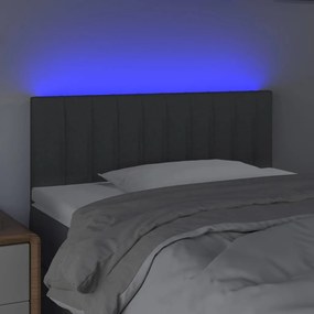 Cabeceira de cama c/ luzes LED tecido 80x5x78/88cm cinza-escuro