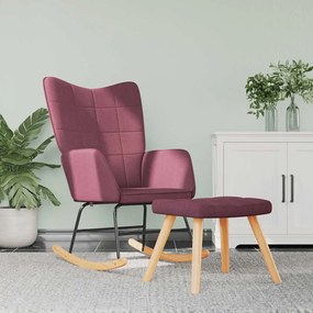 vidaXL Cadeira de baloiço com banco tecido roxo