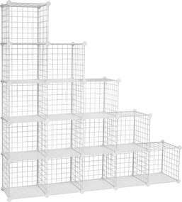 Armario de encaixe Plástico 16 cubos de grelha 123 x 31 x 123 cm branco