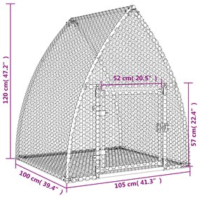 Gaiola para coelhos 100x105x120 cm aço galvanizado prateado