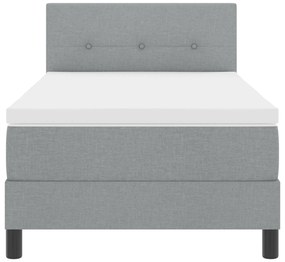 Cama Box com Colchão Cinza Claro 90x200 cm Tecido