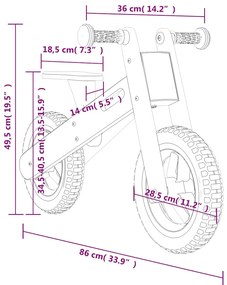 Bicicleta de equilíbrio para crianças com estampa azul