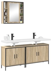 Conjunto de Móveis para Casa de Banho 3 Peças Madeira Sonoma Engenheir