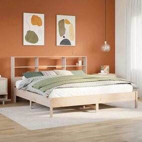 Cama com estante sem colchão 200x200 cm pinho maciço