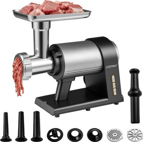 Picador de carne elétrico Triturador de 2000 W com embutidora 3 tubos para enchidos 3 placas de trituração Kit Kibbe Lâmina preta