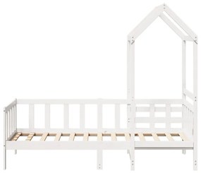 Sofá-cama c/ telhado 90x190 cm madeira de pinho maciça branco