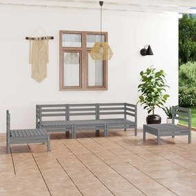 vidaXL 5 pcs conjunto lounge de jardim pinho maciço cinzento