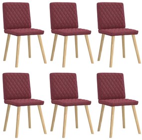 Cadeiras de jantar 6 pcs tecido vermelho-tinto