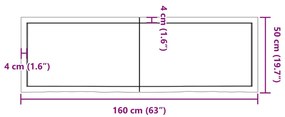 Prateleira de parede 160x50x6cm carvalho tratado castanho-claro