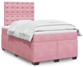 Cama boxspring com colchão 120x190 cm veludo rosa