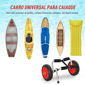 HOMCOM Carro de Transporte Kayak Dobrável Barco Canoa Reboque Carga 60