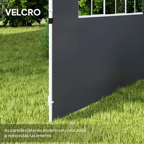 Paredes Laterais para Tenda de 295x200 cm 2 Painéis de Tecido Oxford de 300x200 cm com Janela para Festas Cinzento Escuro