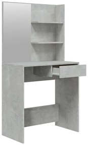 Toucador com espelho 74,5x40x141 cm cinzento cimento