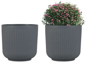 Conjunto de 2 vasos com vaso interno de 45 cm de altura, vasos redondos à prova de intempéries com furos de drenagem PP marrom