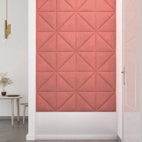 Painel de parede 12 pcs 30x30 cm veludo 0,54 m² rosa