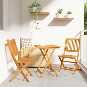 Conjunto de Bistro de Jardim VidaXL com 3 Peças em Madeira Sólida de Acácia