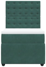Cama com molas/colchão 100x200 cm veludo verde-escuro