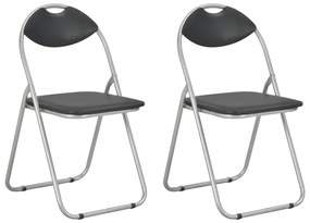 Cadeiras de jantar dobráveis 2 pcs couro artificial preto