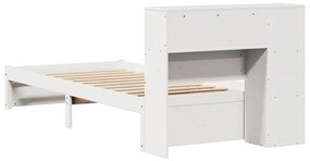 Cama com estante sem colchão 100x200 cm pinho maciço branco