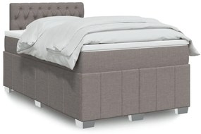 vidaXL Cama com molas/colchão 120x200 cm tecido castanho-acinzentado