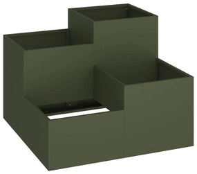 Plantador de Jardim vidaXL 100x100x60 cm Verde Azeitona em Aço
