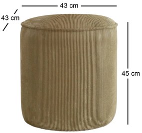 Pouffe Teddy – Khaki – 43x45x43 cm