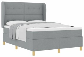 Cama Box Spring vidaXL com Colchão Cinza Claro 140x200 cm Tecido