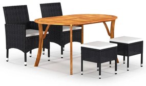 vidaXL 5 pcs conjunto de jantar para jardim preto