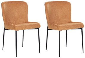 Conjunto de 2 cadeiras de jantar em tecido laranja ADA Beliani
