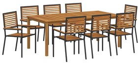 Conjunto de Jantar de Jardim 9 pcs Preto 200 x 100 x 74 cm