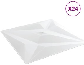 Painéis de parede 24 pcs 50x50 cm 6m² XPS estrela branco