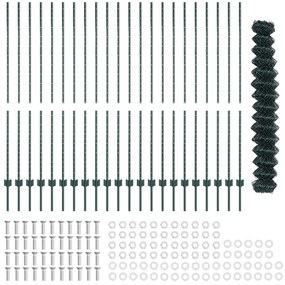 Conjunto de Cerca de Jardim Conjunto de 2 Verde Metal 25x1,5 m