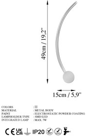 Candeeiro de Parede Uyan - Cromado - 49x15x10 cm