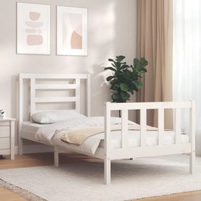 Cama sem colchão 100x200 cm madeira de pinho maciça branco
