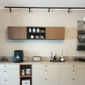 Sistema de calhas moderno com 5 focos monofásicos preto - Jeany