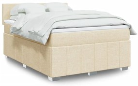 vidaXL Cama com molas/colchão 140x200 cm tecido cor creme