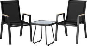 Outsunny Conjunto Bistrô Exterior 3 Peças, Mesinha com Pés Reguláveis | Aosom Portugal
