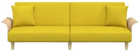 Sofá-cama com apoio de braços tecido amarelo