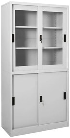 Armário escritório porta deslizante 90x40x180cm aço cinza-claro