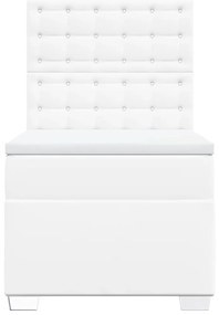 Cama com molas/colchão 90x190 cm couro artificial branco