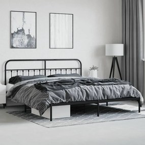 Estrutura de cama com cabeceira 200x200 cm metal preto