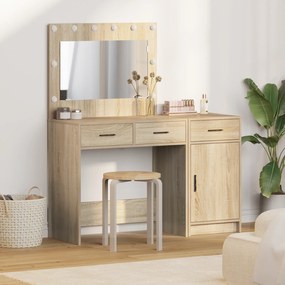 Conjunto de Mesa de Maquilhagem com LED de 2 Peças em Madeira de Carvalho Inglares