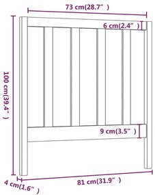 Cabeceira de cama 81x4x100 cm pinho maciço cinzento