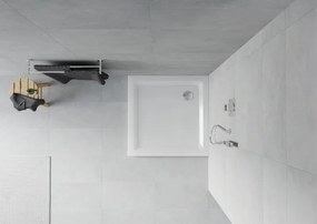 Mexen Flat base de duche quadrada slim 90 x 90 cm, branca, sifão cromado - 40109090