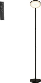 Candeeiro de pé LED com altura ajustável 25 x 25 x (148-176) cm, candeeiro de pé com cabeça giratória, temporizador preto