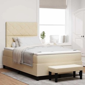 vidaXL Cama Box com Colchão & Banco Creme 120x200 cm Tecido