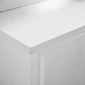 Mesa trabalho c/ portas correr 120x50x(95-97)cm aço inoxidável